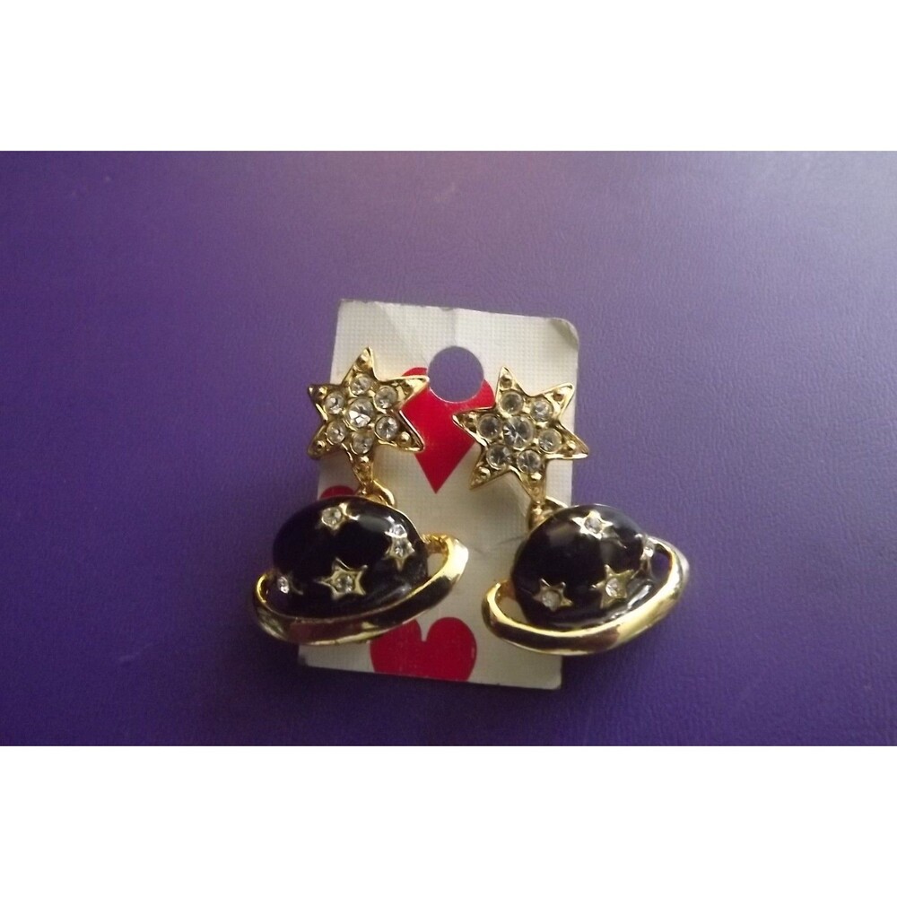 VINTAGE SATURN STAR CELESTIAL BLUE ENAMEL PLANET Posts Unmarked